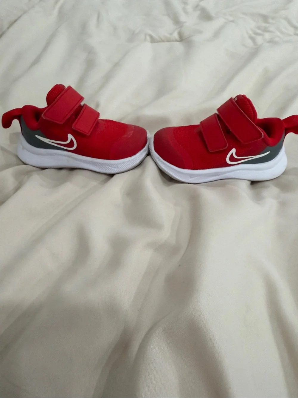 Nike Red and White Toddlers' Velcro Athletic Shoes